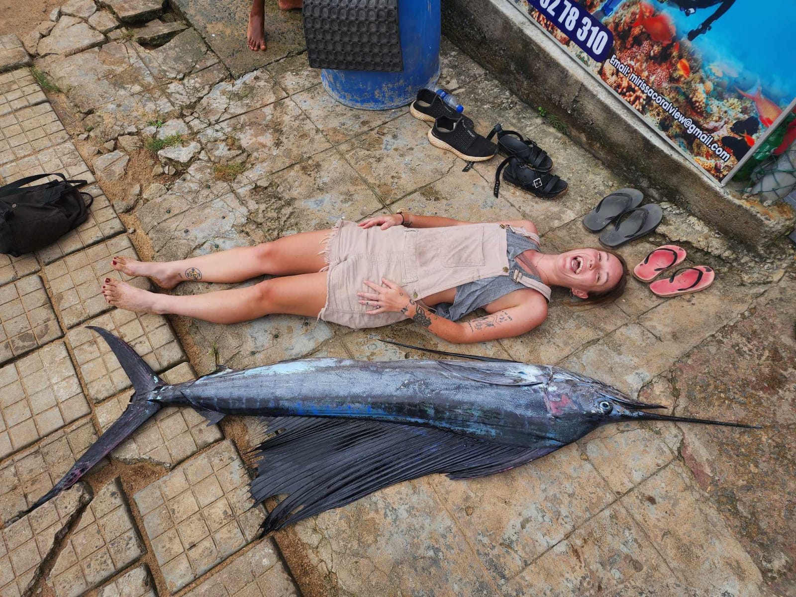 Giant Sailfish Trophy with Happy Angler